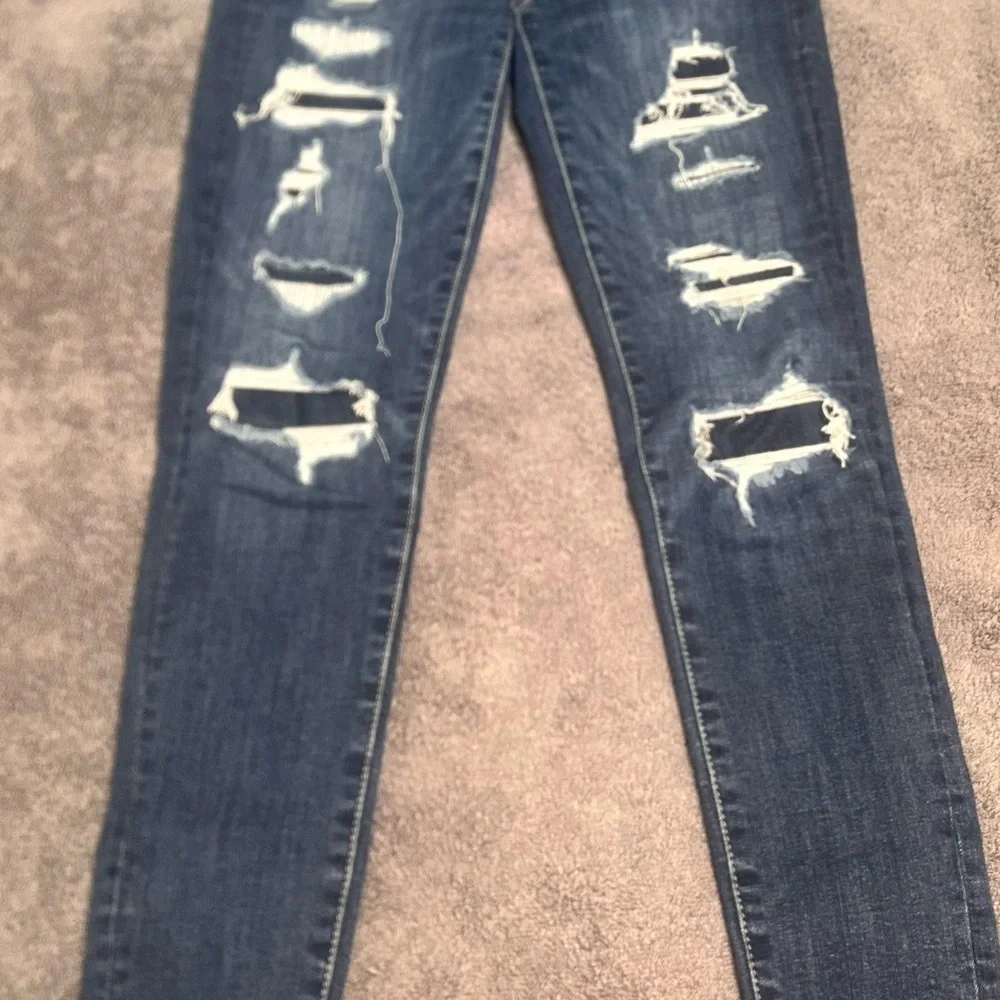 American Eagle‎ Outfitters Dark Blue Distressed Skinny Jeans